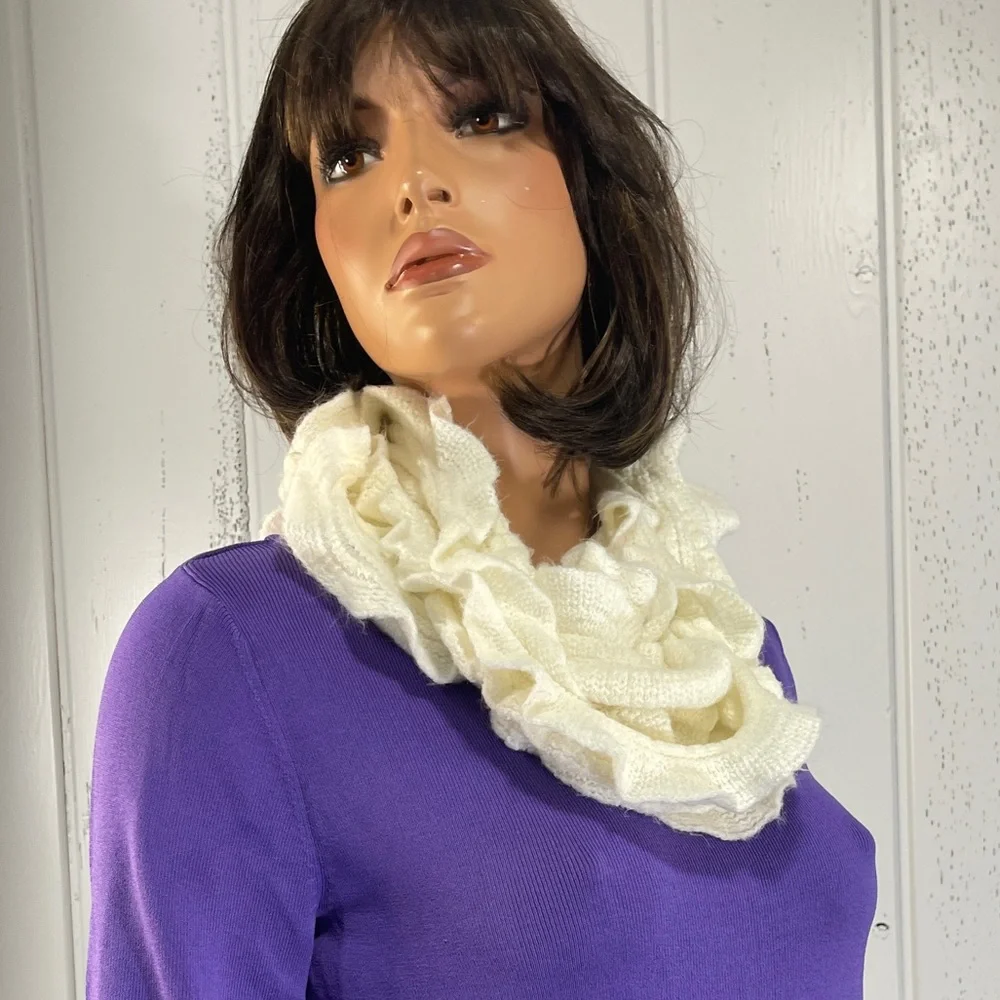 *New York & Company Women's Beige Knitted Infinity Scarf